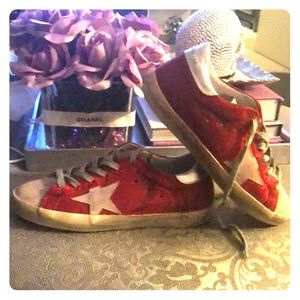 Red golden goose sneakers!!